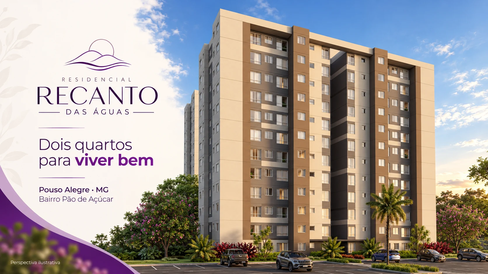 Residencial Recanto das Águas. Dois quartos para viver bem, bairro Pão de Açúcar, Pouso Alegre, MG.